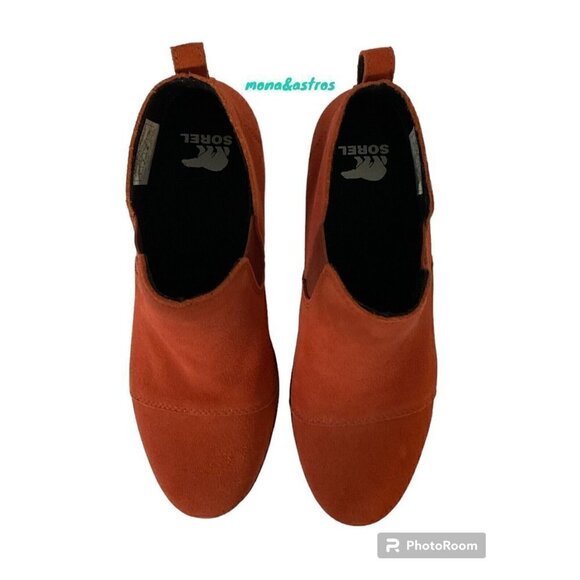 SOREL Women's Evie Pull On Waterproof‎ Wedge Boots NEW Wrap Red/Gum - Picture 3 of 4